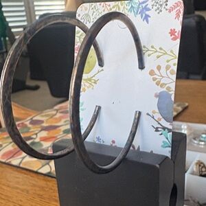 Muted gold with blue Hoop Earrings